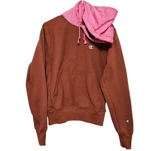 Champion Reverse Weave Hoodie Small Brown Pink TwoTone Rare Colorway Heavyweight